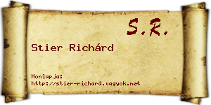 Stier Richárd névjegykártya